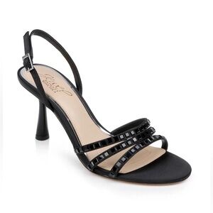 Jewel Badgley Mischka Black Kathryn Bejeweled Stiletto Sandal Size 11